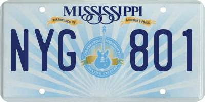 MS license plate NYG801