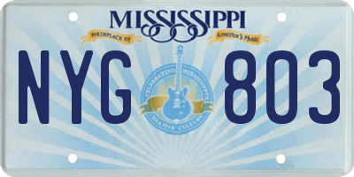 MS license plate NYG803