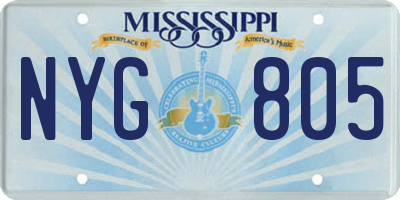 MS license plate NYG805