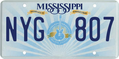 MS license plate NYG807
