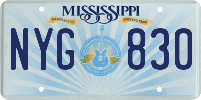 MS license plate NYG830