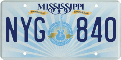 MS license plate NYG840