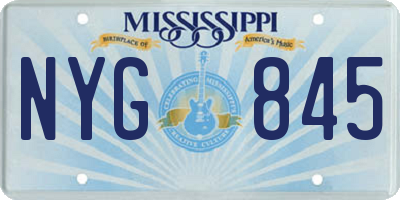 MS license plate NYG845