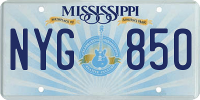 MS license plate NYG850