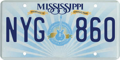 MS license plate NYG860