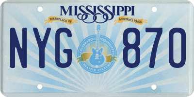 MS license plate NYG870