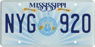 MS license plate NYG920