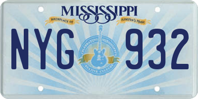 MS license plate NYG932