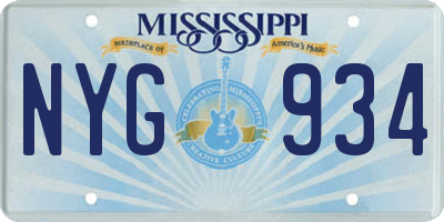 MS license plate NYG934