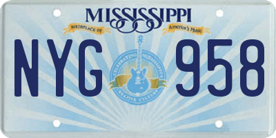 MS license plate NYG958