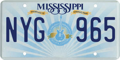 MS license plate NYG965