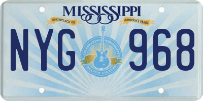 MS license plate NYG968
