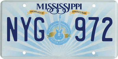 MS license plate NYG972