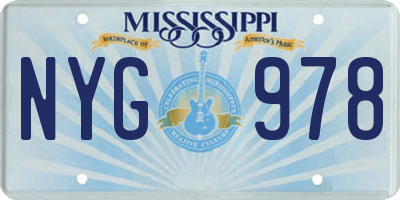 MS license plate NYG978
