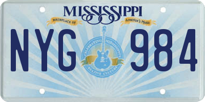 MS license plate NYG984