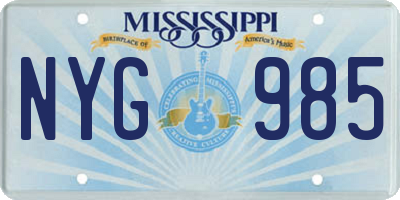 MS license plate NYG985