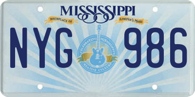 MS license plate NYG986