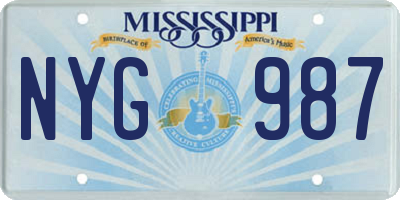 MS license plate NYG987