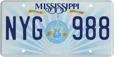 MS license plate NYG988