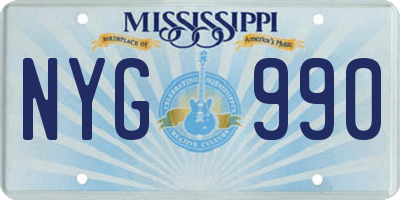 MS license plate NYG990