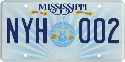 MS license plate NYH002