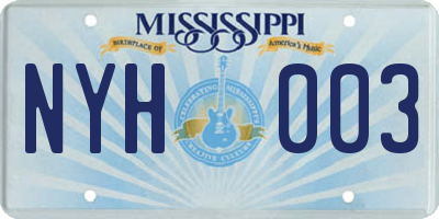 MS license plate NYH003