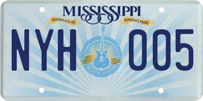 MS license plate NYH005