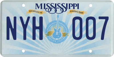 MS license plate NYH007