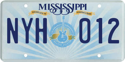 MS license plate NYH012