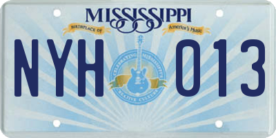 MS license plate NYH013