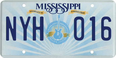 MS license plate NYH016