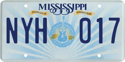 MS license plate NYH017