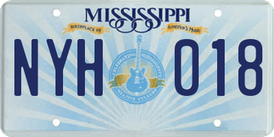 MS license plate NYH018