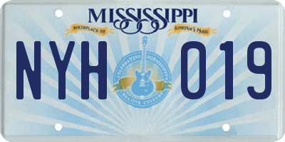 MS license plate NYH019