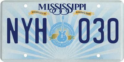MS license plate NYH030