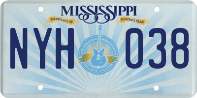 MS license plate NYH038