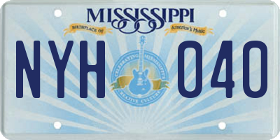 MS license plate NYH040