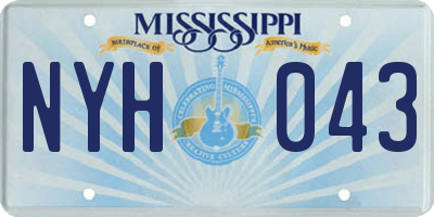 MS license plate NYH043