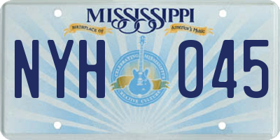 MS license plate NYH045