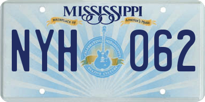 MS license plate NYH062