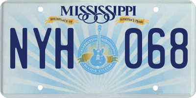 MS license plate NYH068