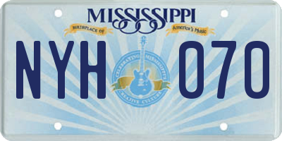 MS license plate NYH070