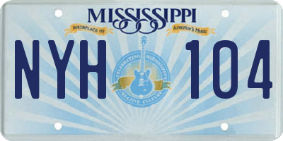 MS license plate NYH104