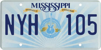 MS license plate NYH105