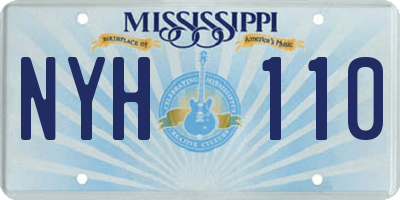 MS license plate NYH110