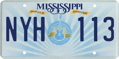 MS license plate NYH113