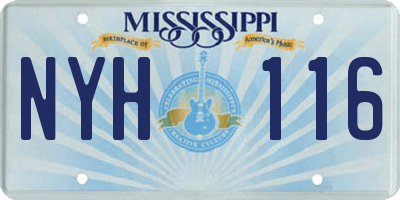 MS license plate NYH116