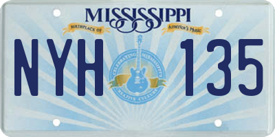 MS license plate NYH135