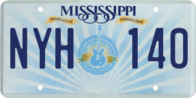 MS license plate NYH140