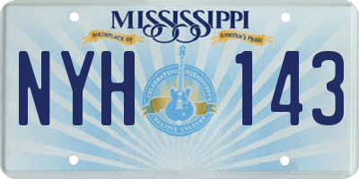 MS license plate NYH143
